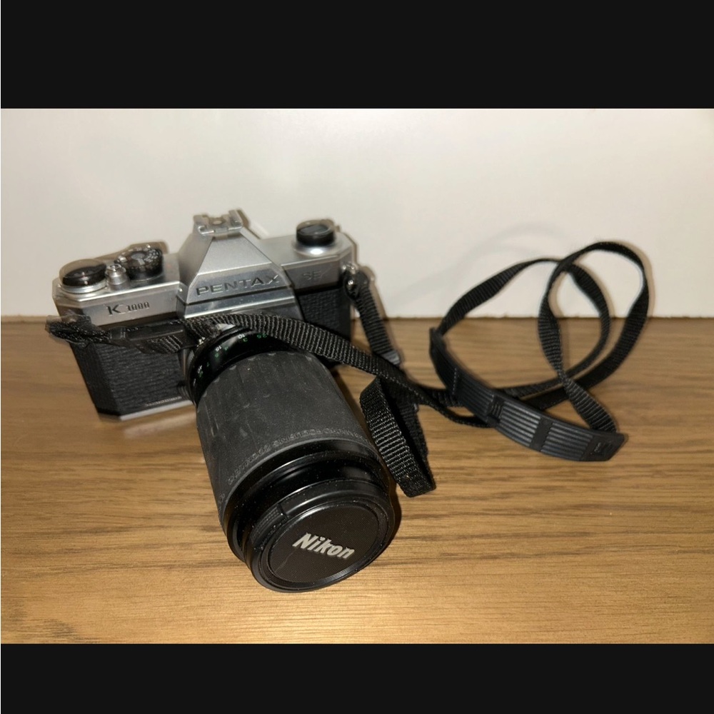 Pentax K1000 Film Camera & Cannon- Black and Silver. Please Read Descriptions